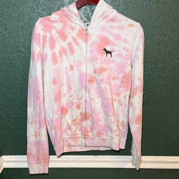 PINK Victoria's Secret Tie Dye Zip Hoodie Medium - Picture 5 of 7